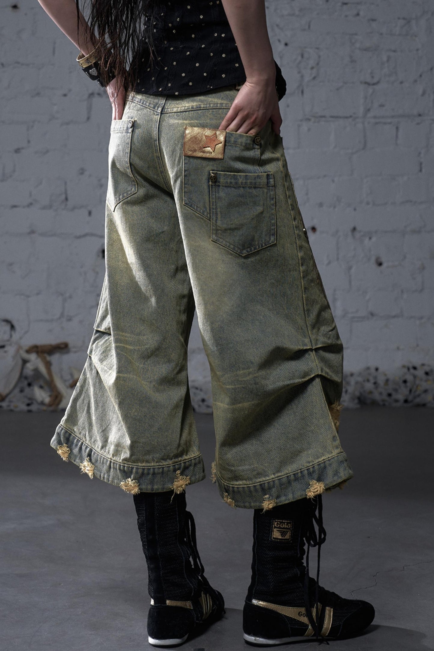 Winged Denim Trousers