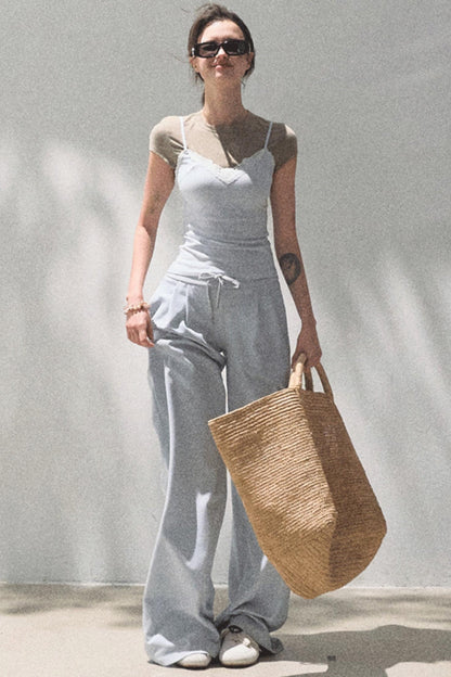 Cotton V-Neck Wide Leg Set-Up