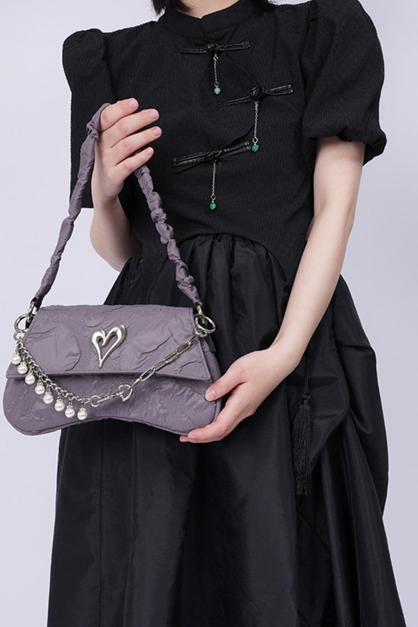 Pleated Pearl Crossbody Bag