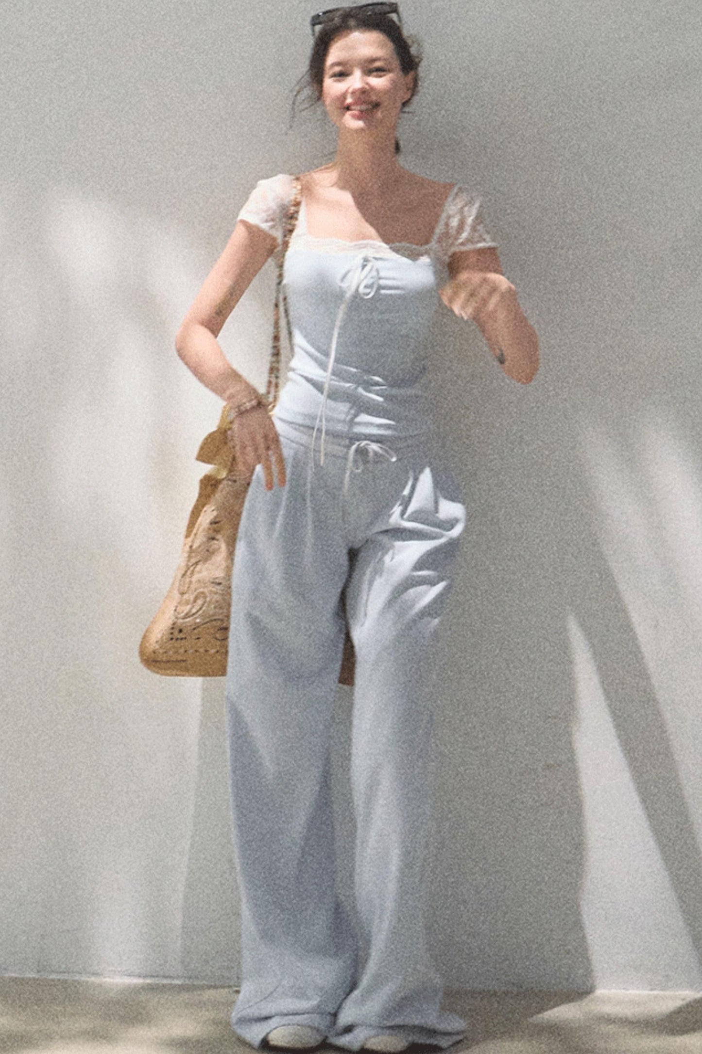 Cotton V-Neck Wide Leg Set-Up