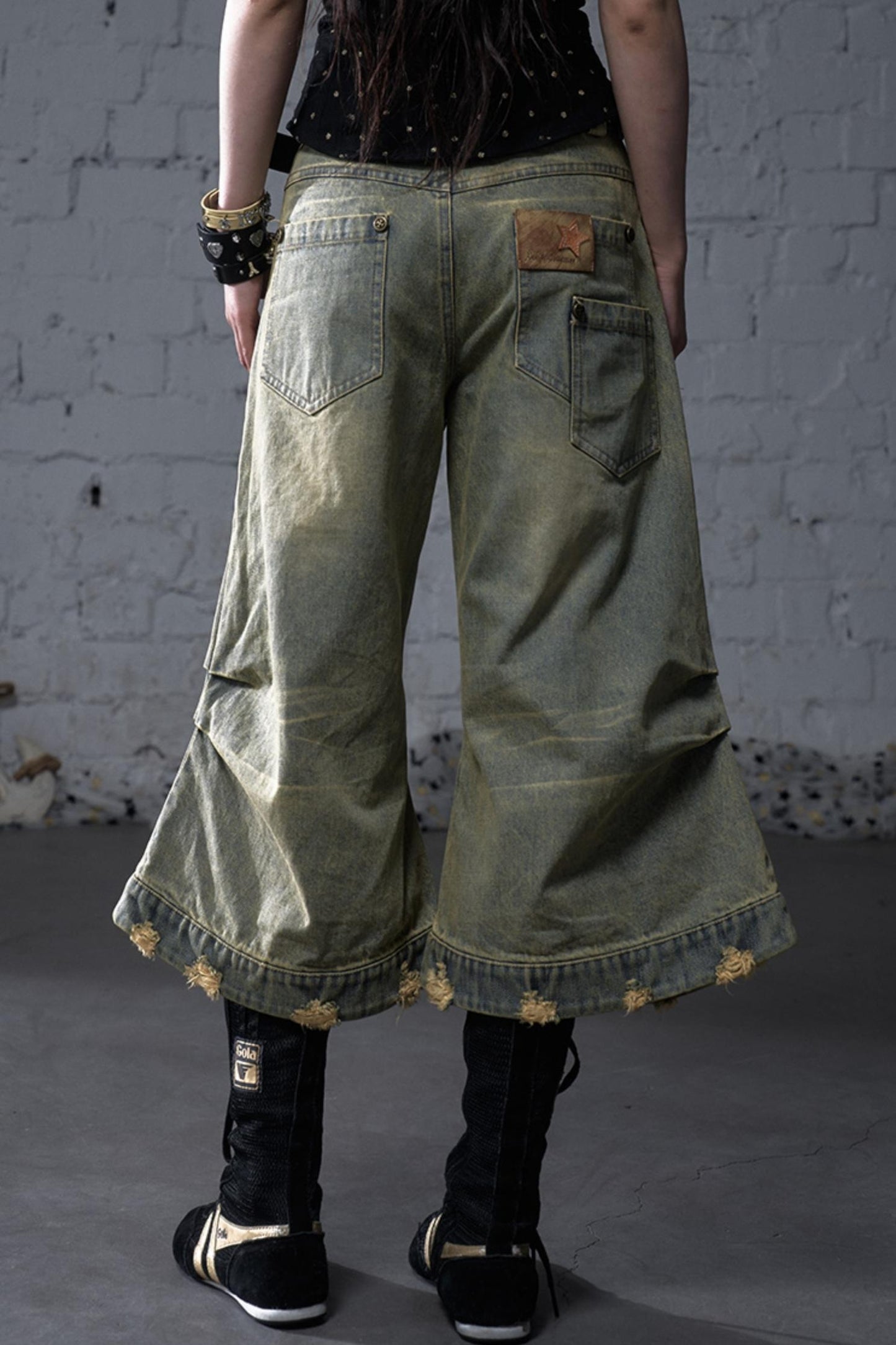 Winged Denim Trousers