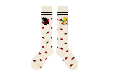 Weiße Baumwollsocken mit Blumenmuster