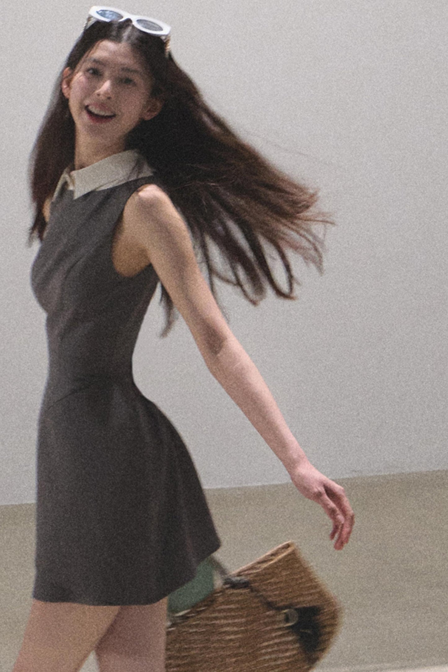 Detachable Collar Wool Dress