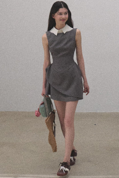 Detachable Collar Wool Dress