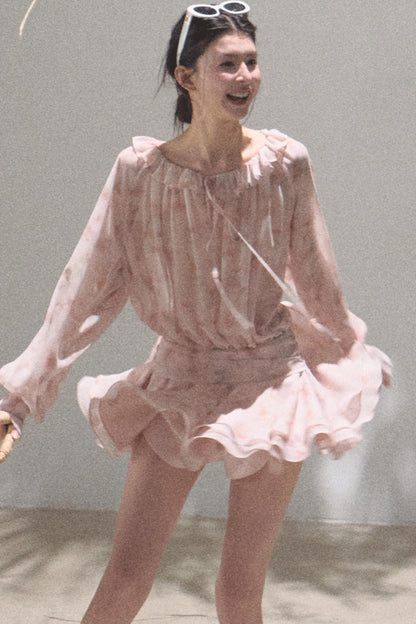 Cherished Ruffled Tie-Dress