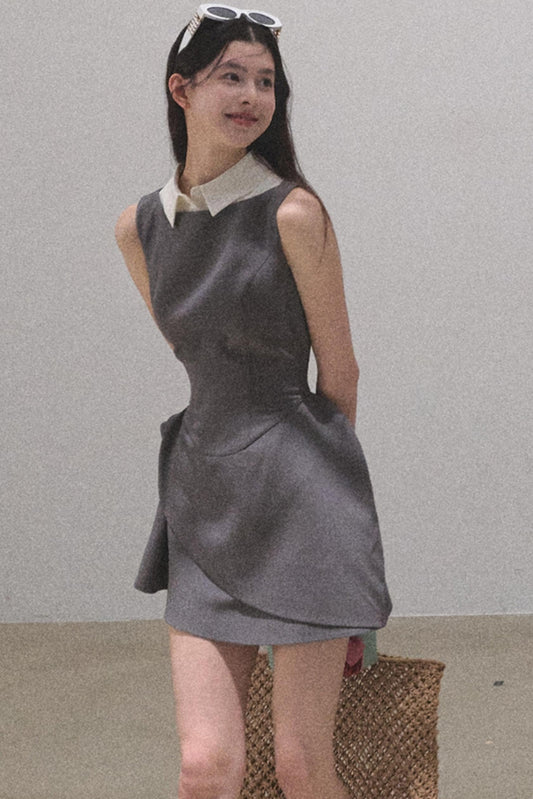 Detachable Collar Wool Dress