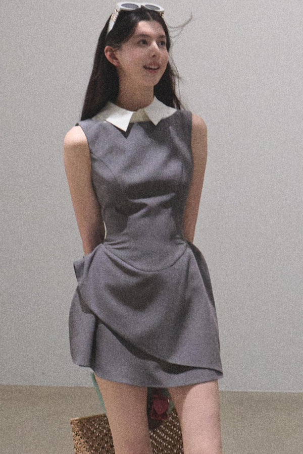 Detachable Collar Wool Dress