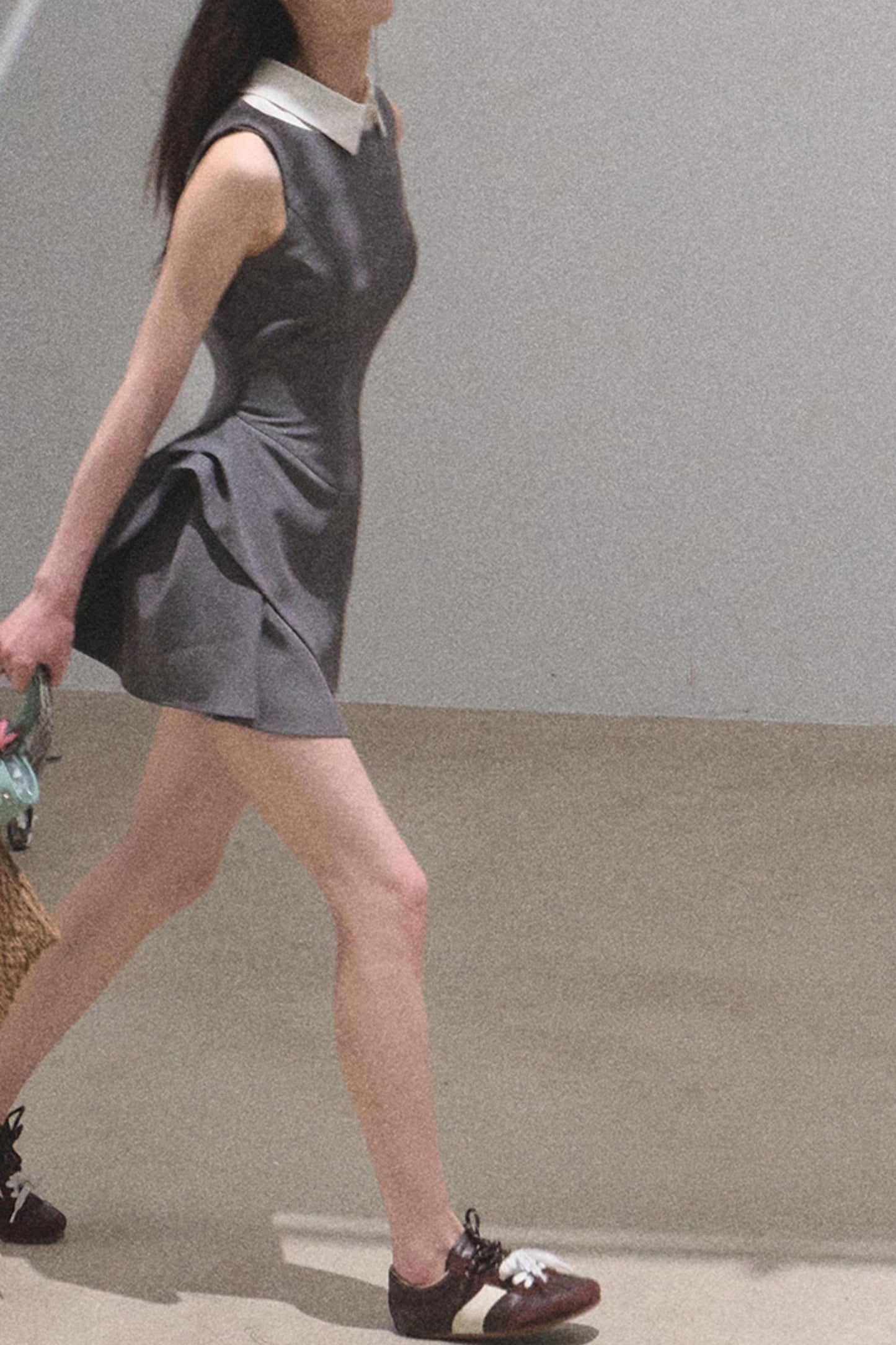 Detachable Collar Wool Dress