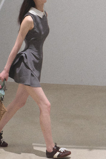 Detachable Collar Wool Dress