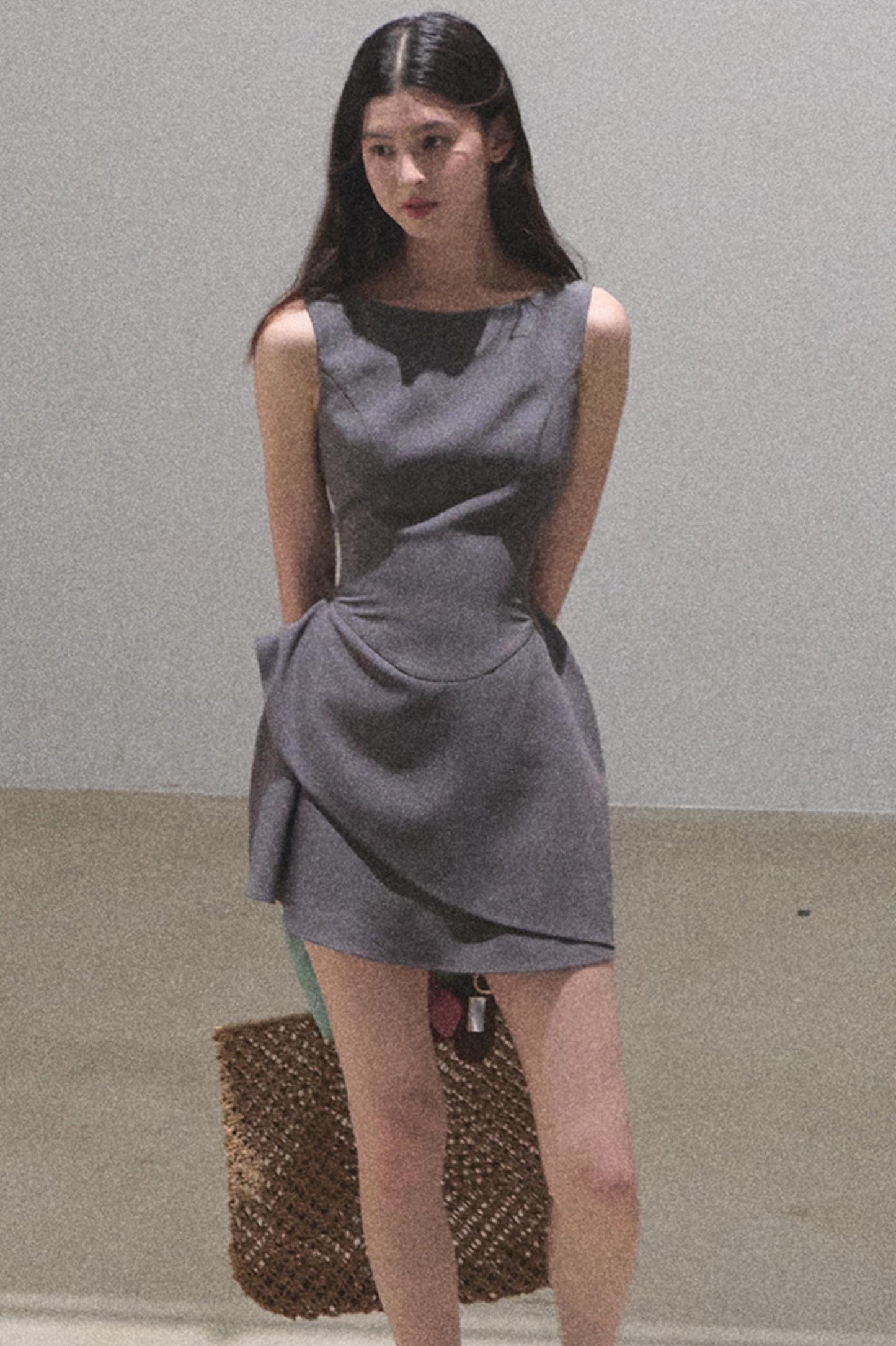 Detachable Collar Wool Dress