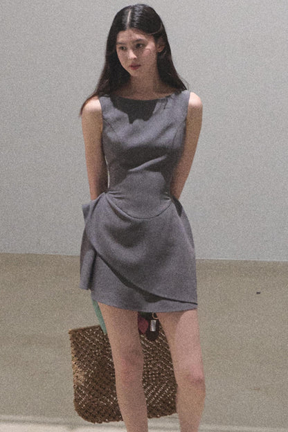 Detachable Collar Wool Dress