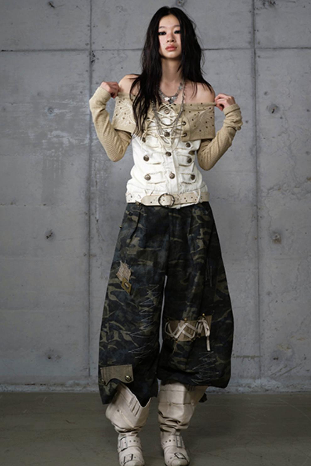 Vintage Denim Embroidered Long Sleeve Shirt