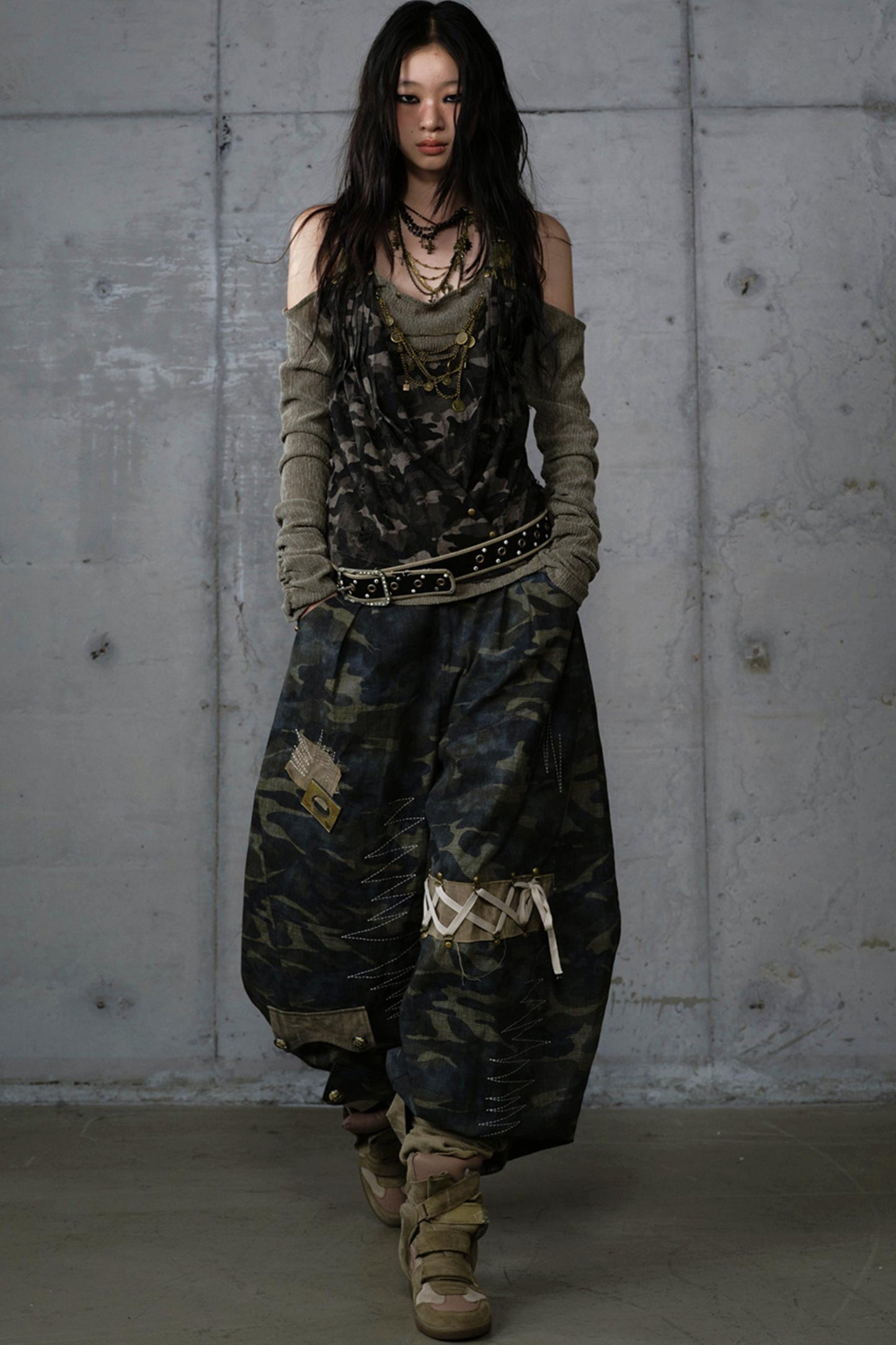Heavy Industry Embroidery Camouflage Trousers
