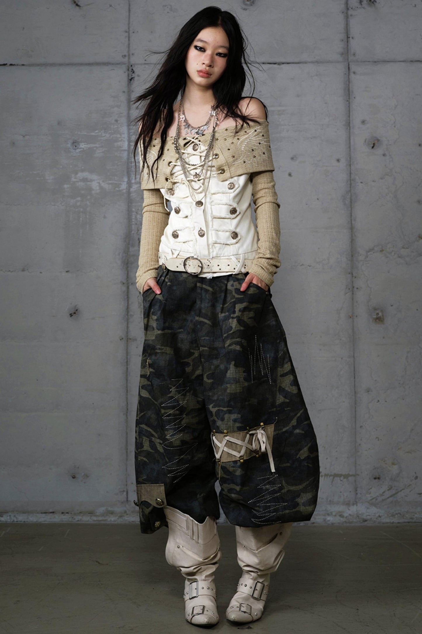 Vintage Denim Embroidered Long Sleeve Shirt