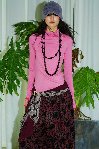 Autumn Solid Turtleneck Top