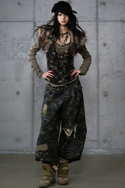 Heavy Industry Embroidery Camouflage Trousers