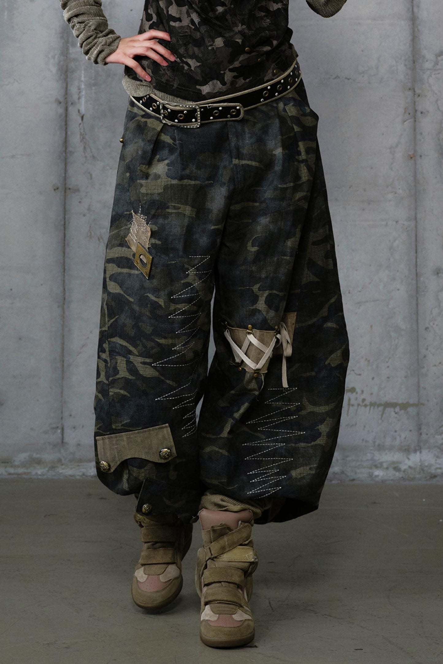 Heavy Industry Embroidery Camouflage Trousers