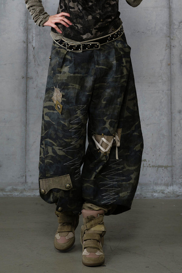 Heavy Industry Embroidery Camouflage Trousers