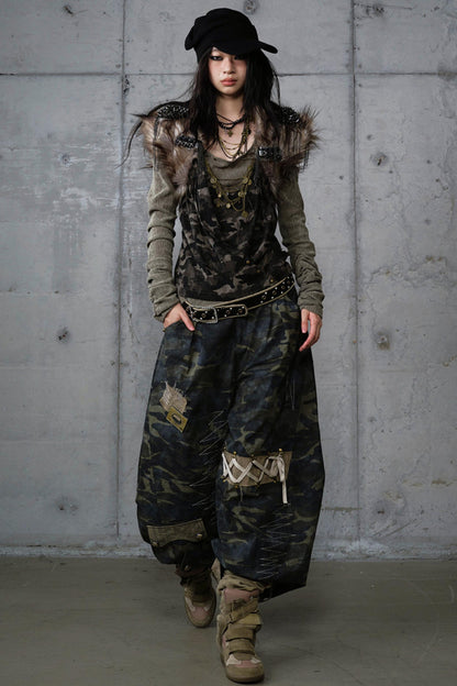 Heavy Industry Embroidery Camouflage Trousers