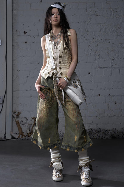 Winged Denim Trousers