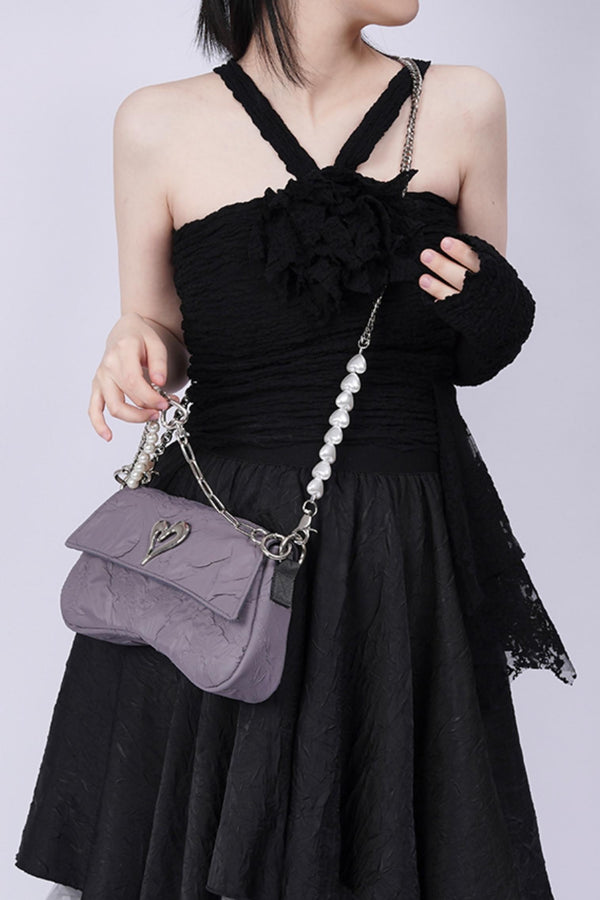 Pleated Pearl Crossbody Bag