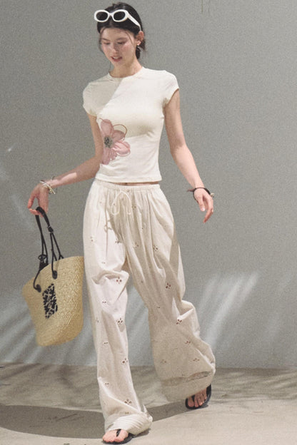 Self-Love Embroidered Summer Pants