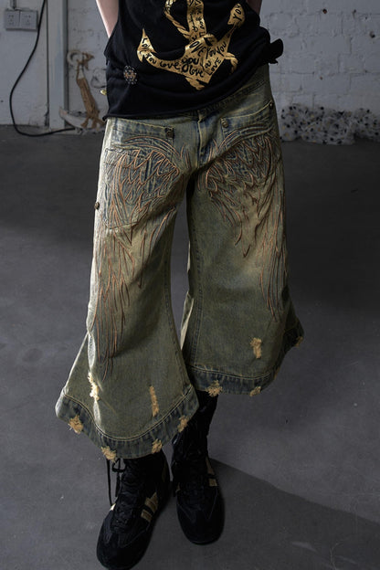 Winged Denim Trousers