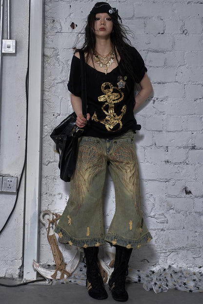 Winged Denim Trousers