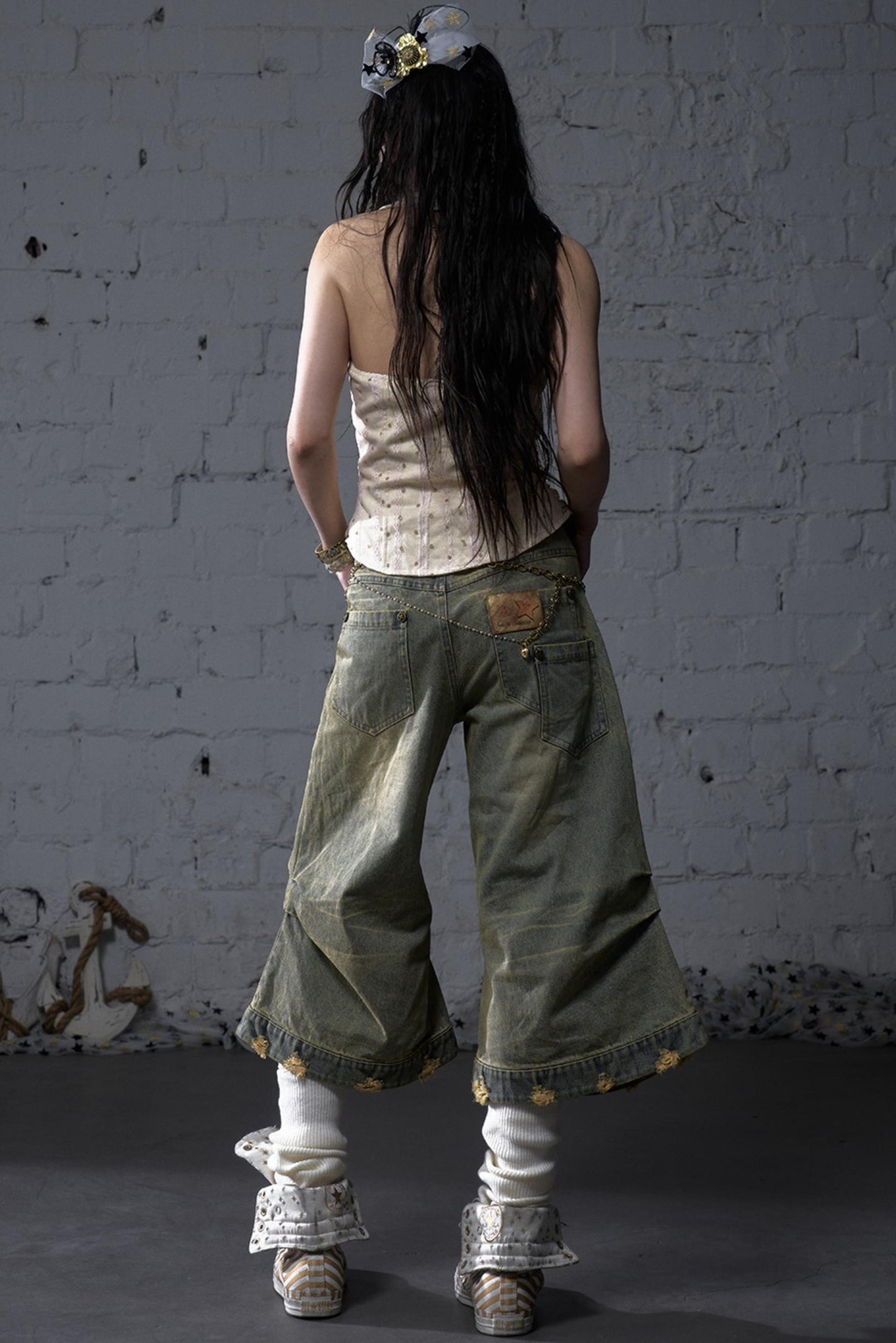 Winged Denim Trousers