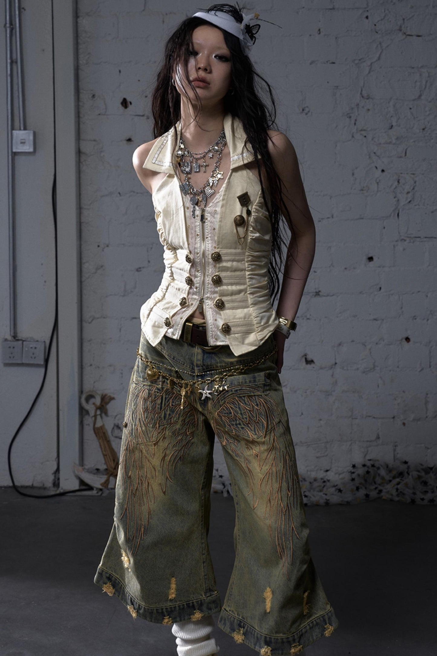 Winged Denim Trousers