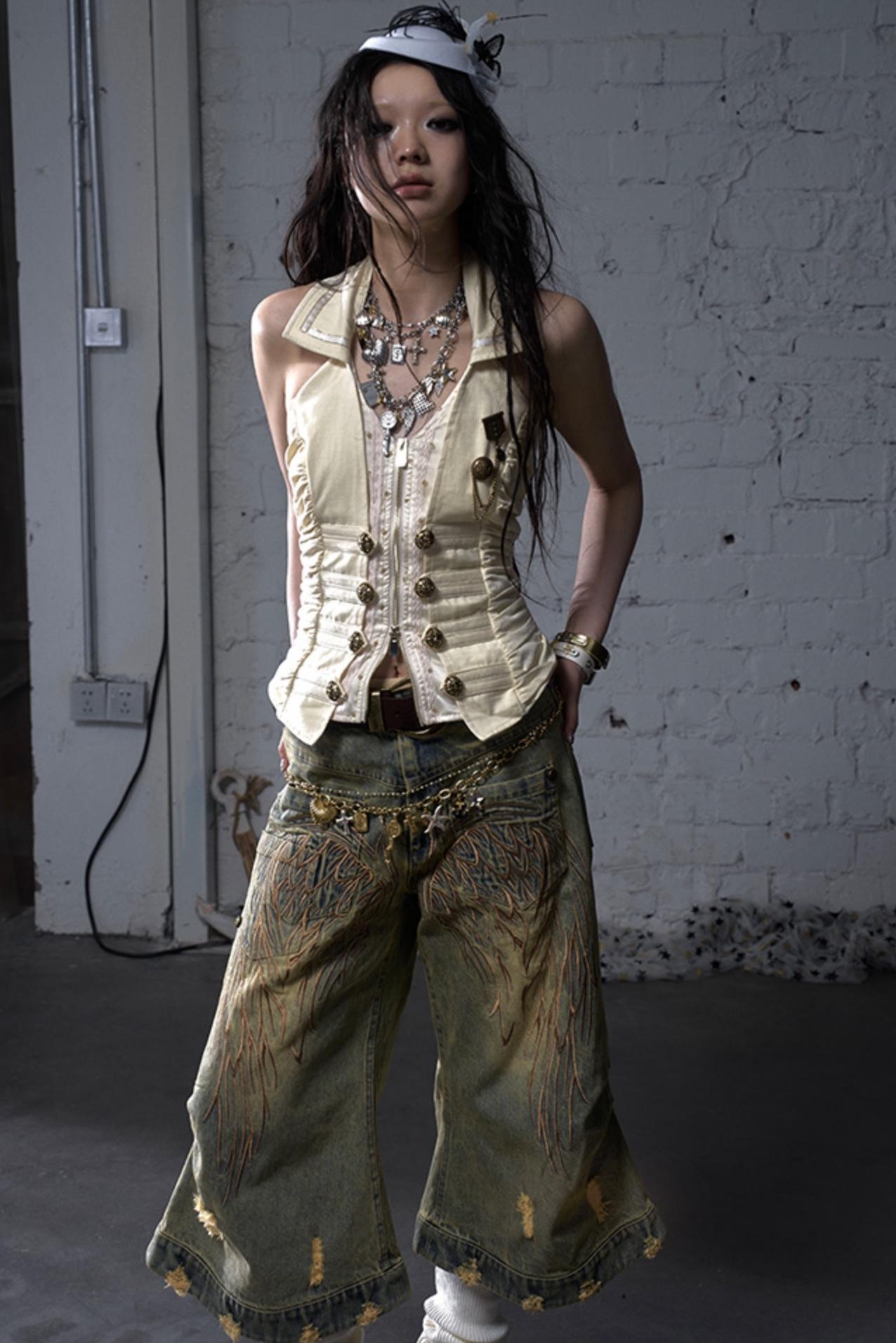 Winged Denim Trousers