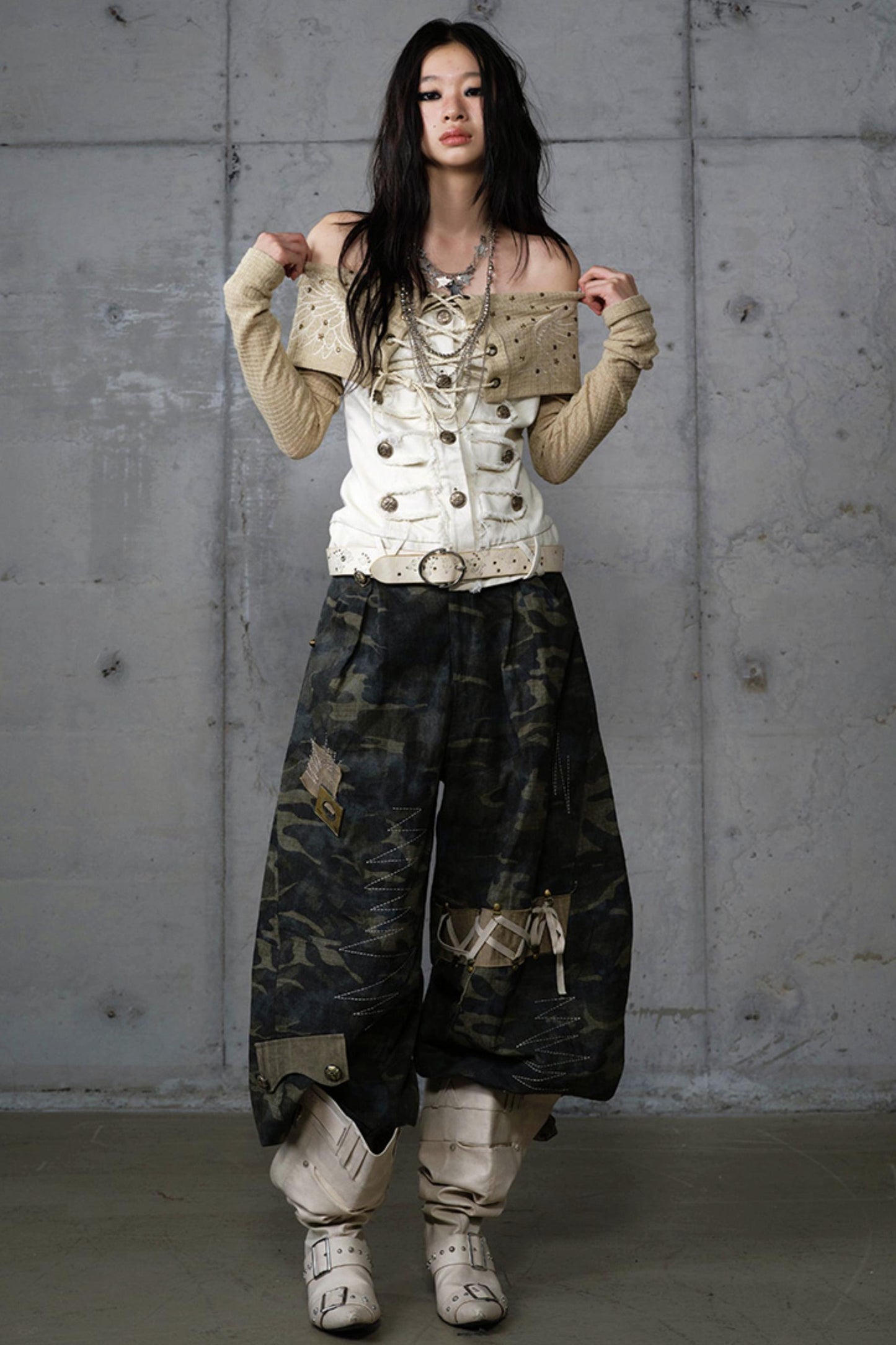 Heavy Industry Embroidery Camouflage Trousers