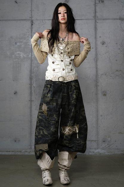 Heavy Industry Embroidery Camouflage Trousers