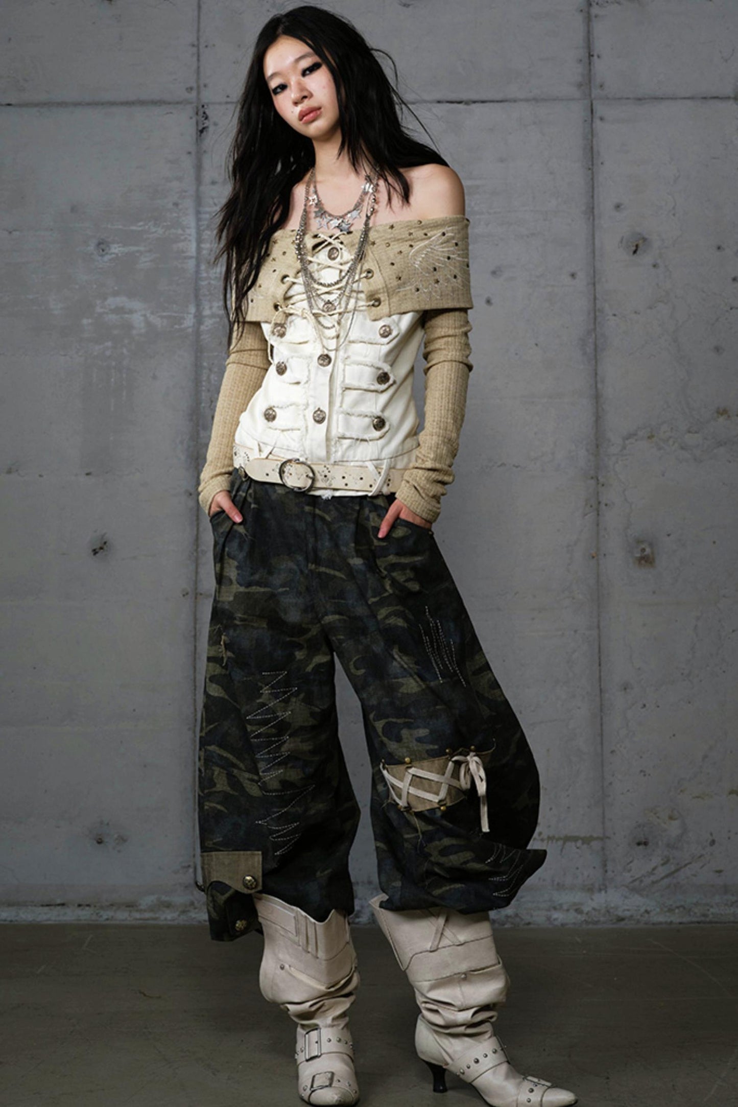 Heavy Industry Embroidery Camouflage Trousers