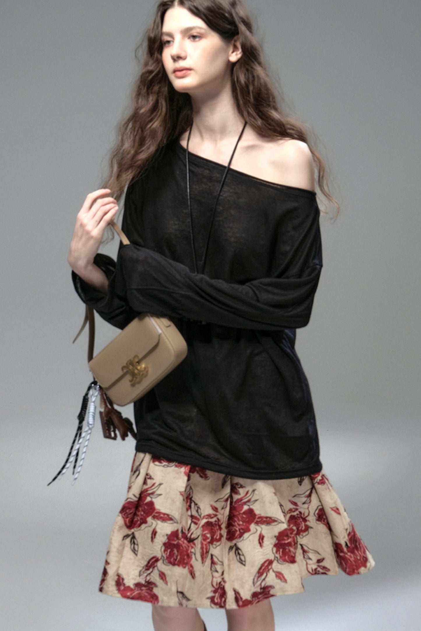 Wind Etched Flowering Pleated Skirt