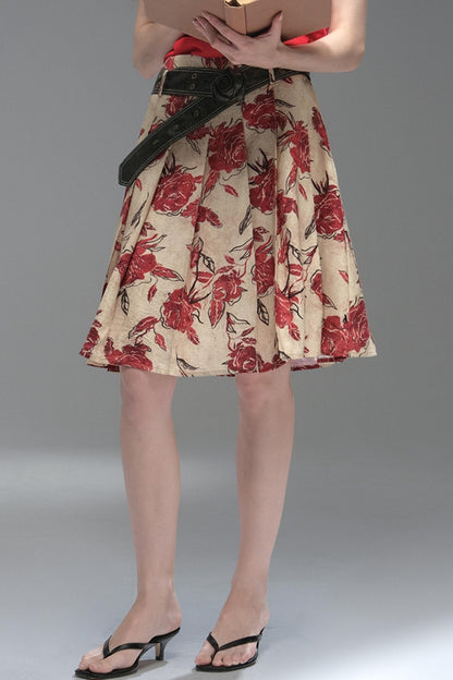 Wind Etched Flowering Pleated Skirt