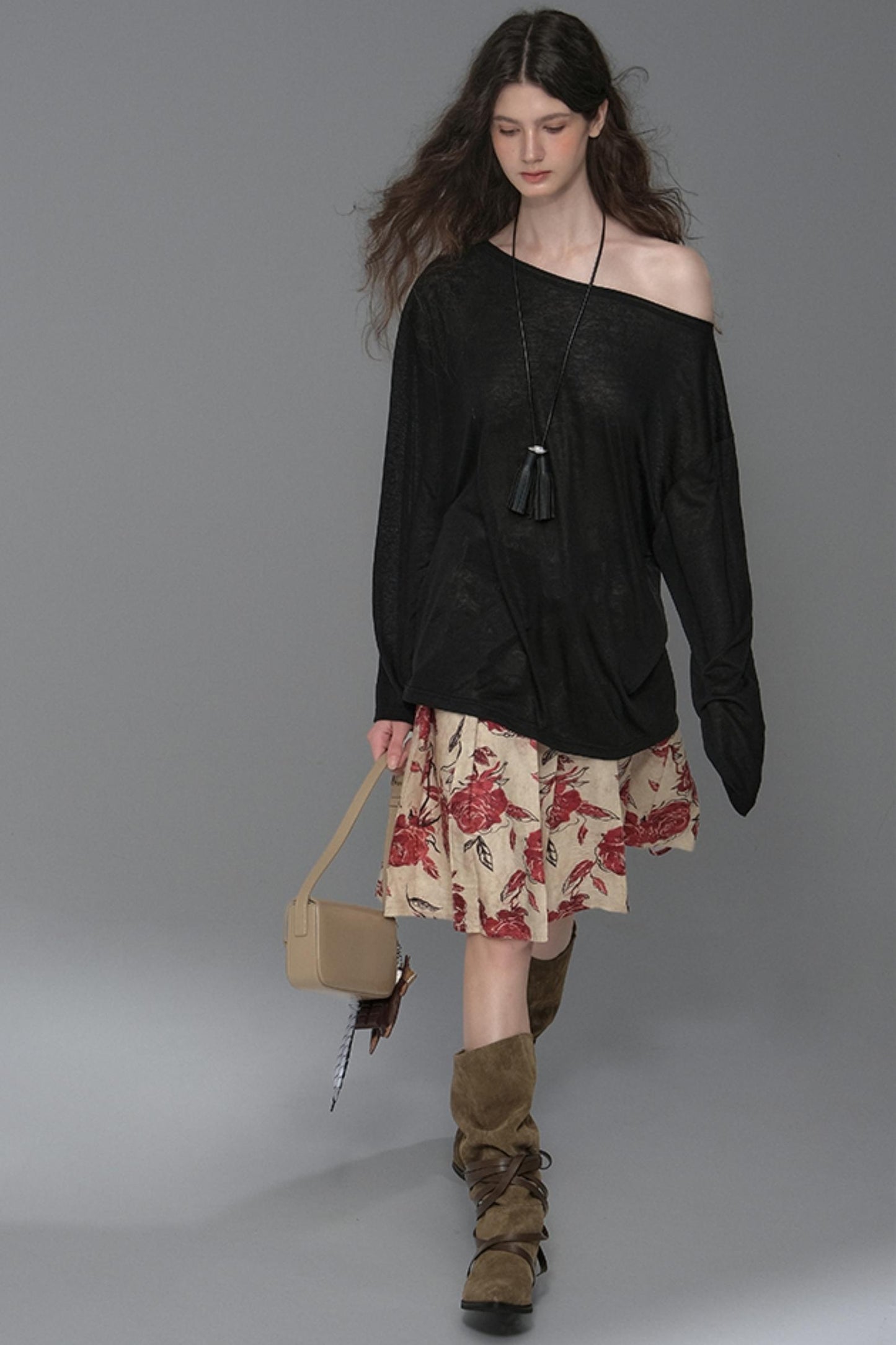 Wind Etched Flowering Pleated Skirt