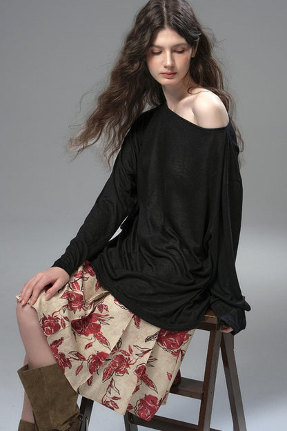Wind Etched Flowering Pleated Skirt