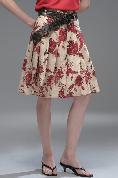 Wind Etched Flowering Pleated Skirt