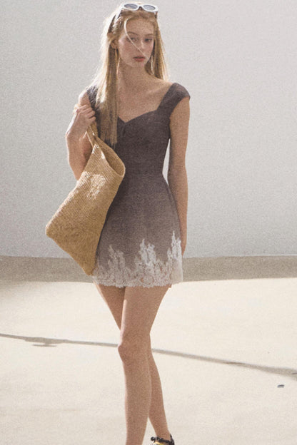 Nightfall Gingham Lace Mini Dress