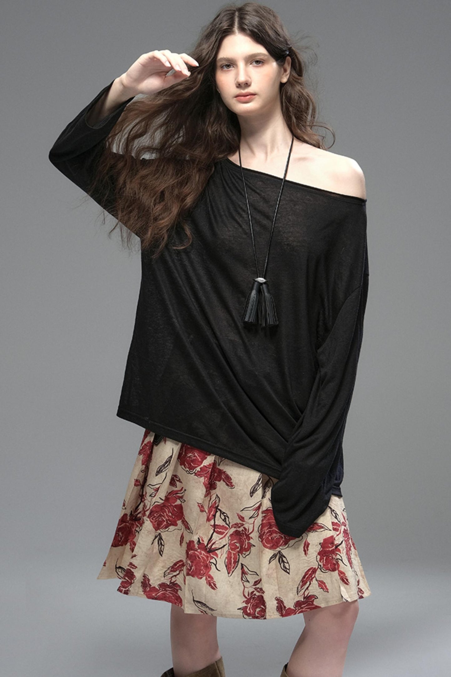 Wind Etched Flowering Pleated Skirt