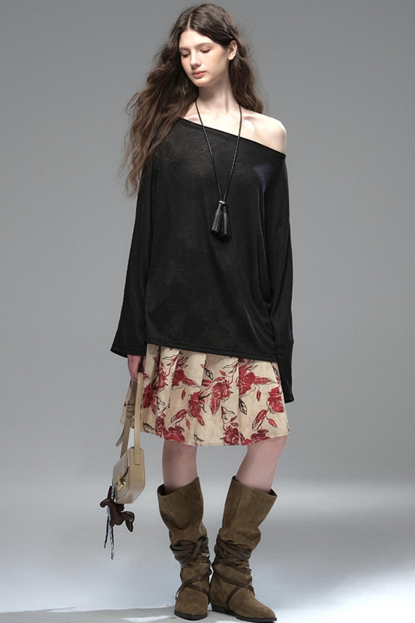 Wind Etched Flowering Pleated Skirt