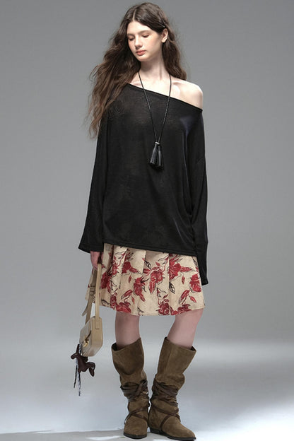 Wind Etched Flowering Pleated Skirt