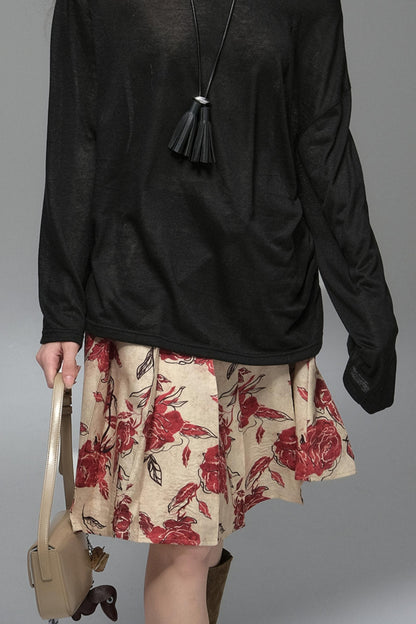 Wind Etched Flowering Pleated Skirt