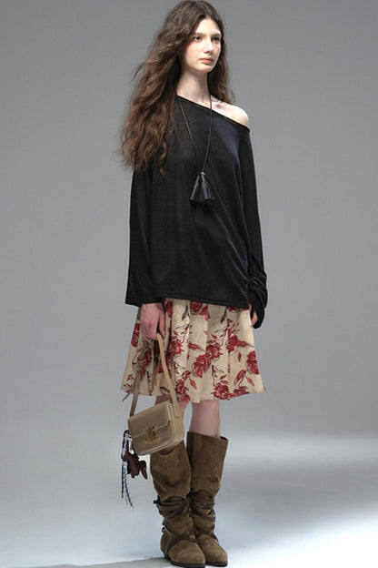 Wind Etched Flowering Pleated Skirt