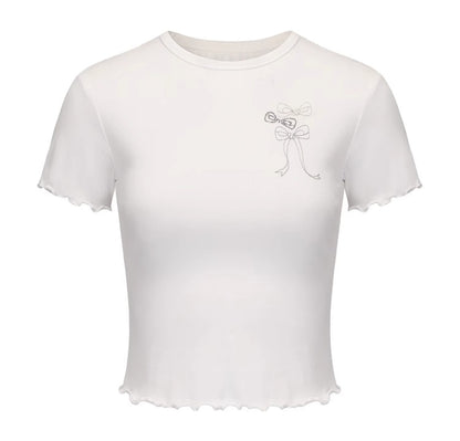 Embroidered Slim Fit Short Sleeve Top