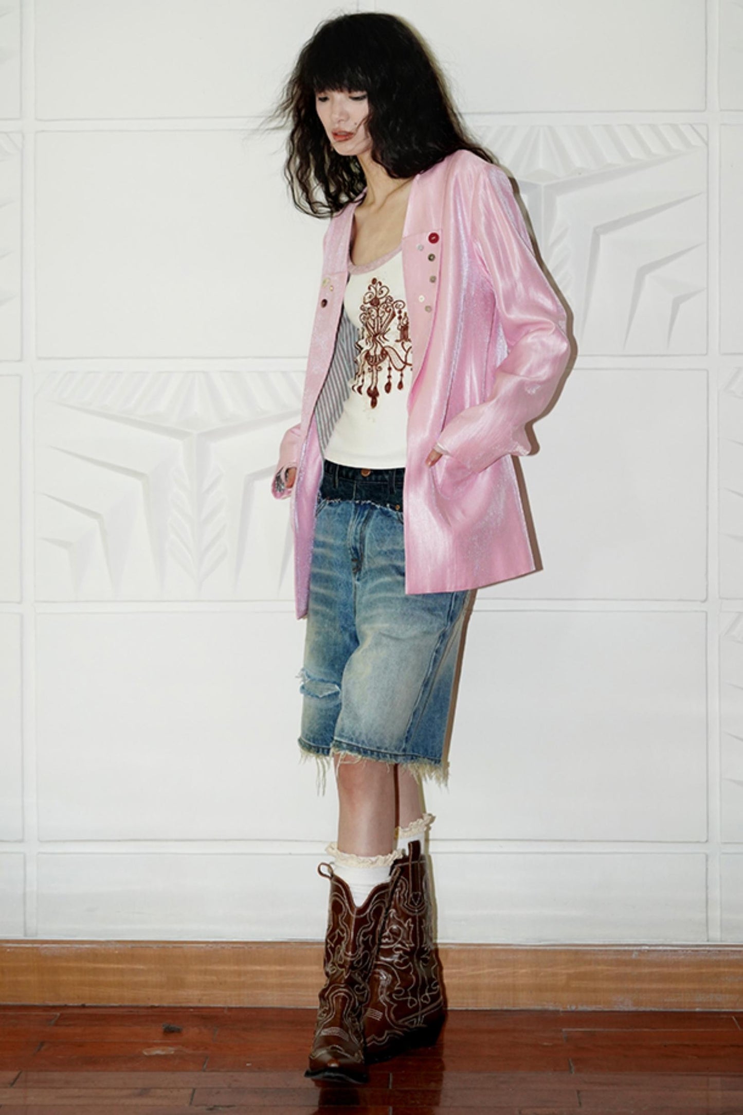 Loose Retro Pink Casual Blazer