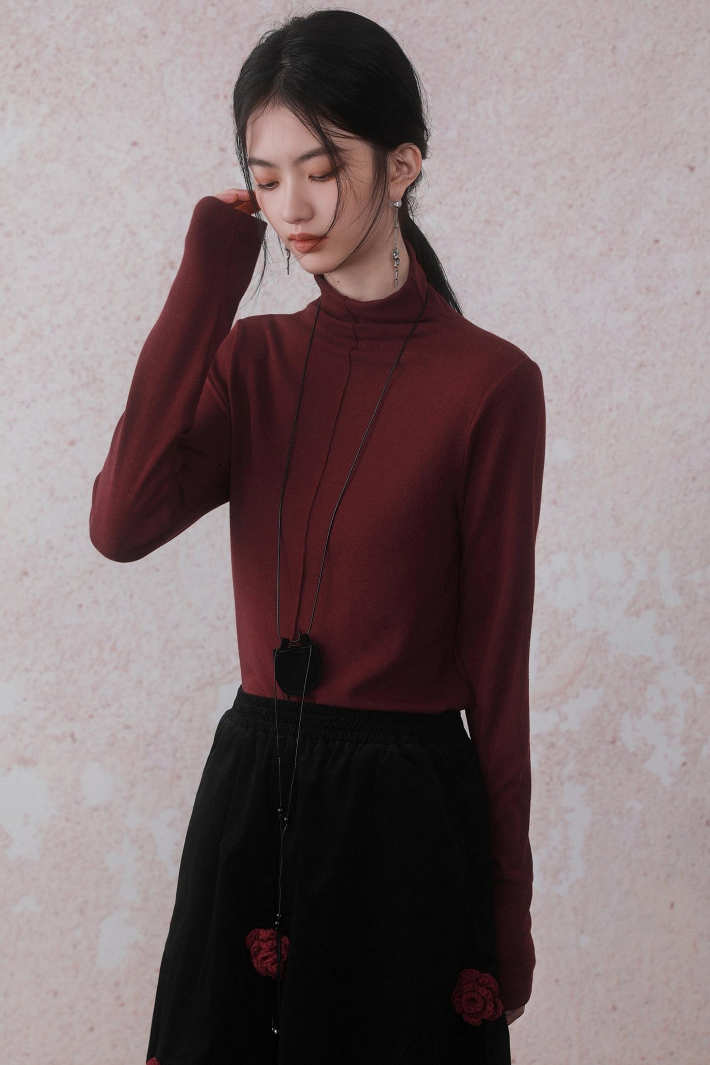 Stitched Half-Turtle Neck Top