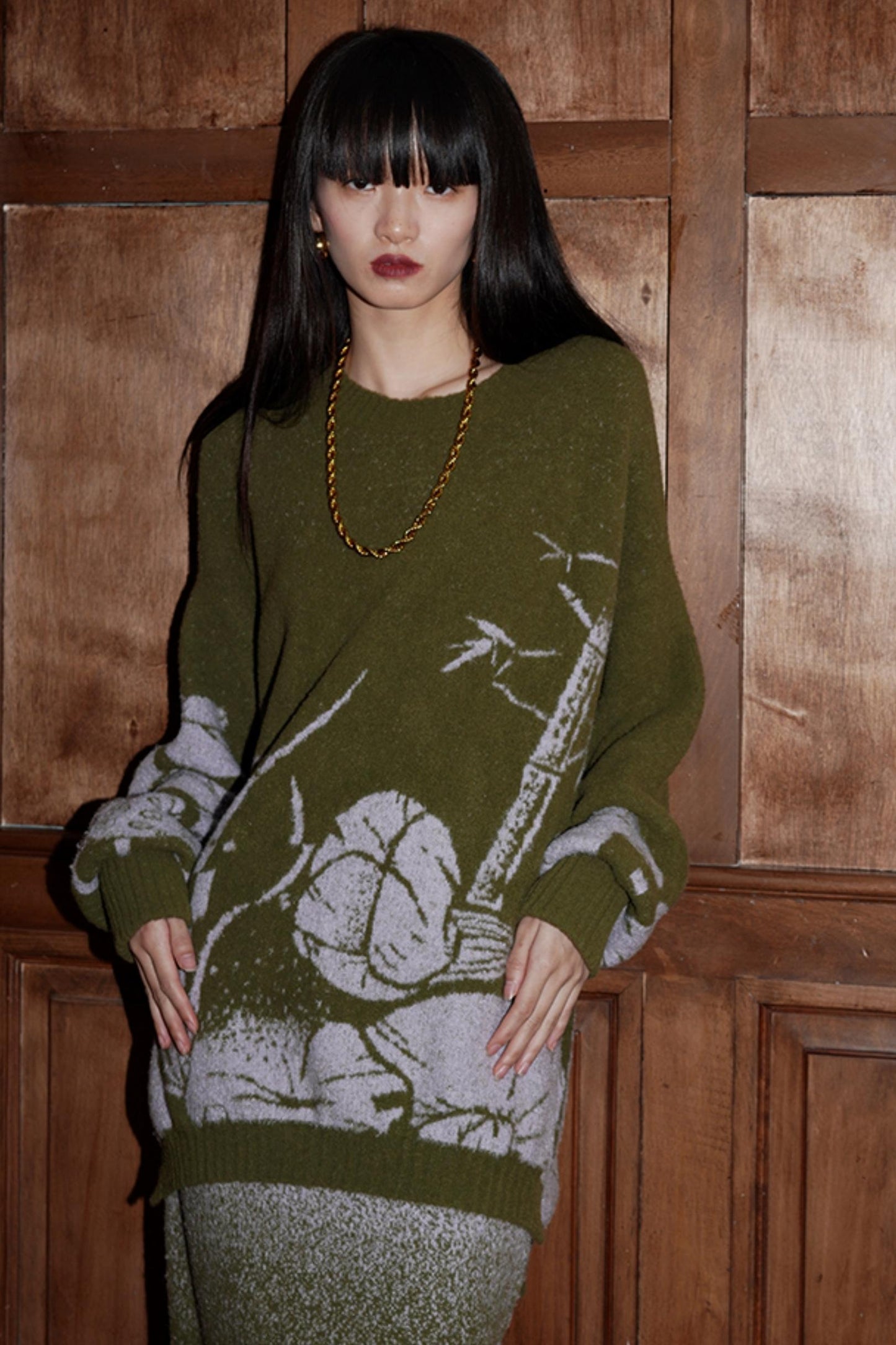 Thick Jacquard Knit Sweater Set-Up