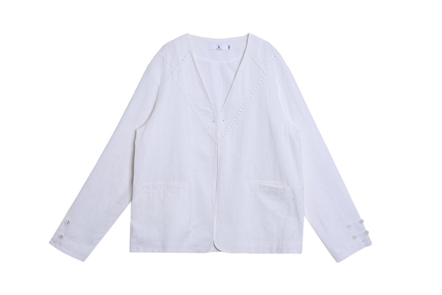 Solid Cotton Linen Retro Blazer